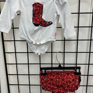 Ruffle Butts Red and White Glitter Diaper Cover Set